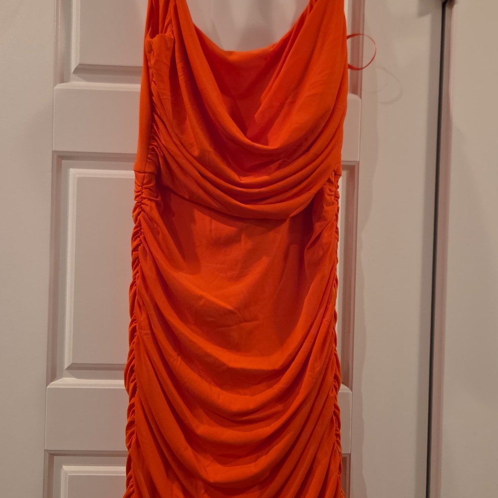 Selfie Leslie Vibrant Orange Backless Dress